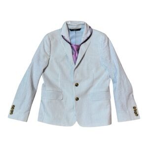 Nordstrom Boys Seersucker Suit Jacket & Tie Size 8